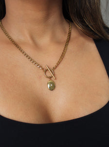 Lexie Oval Gold Pendant Toggle Necklace