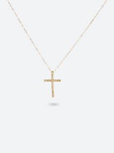 Load image into Gallery viewer, cubic zirconia dainty cross gold salty threads