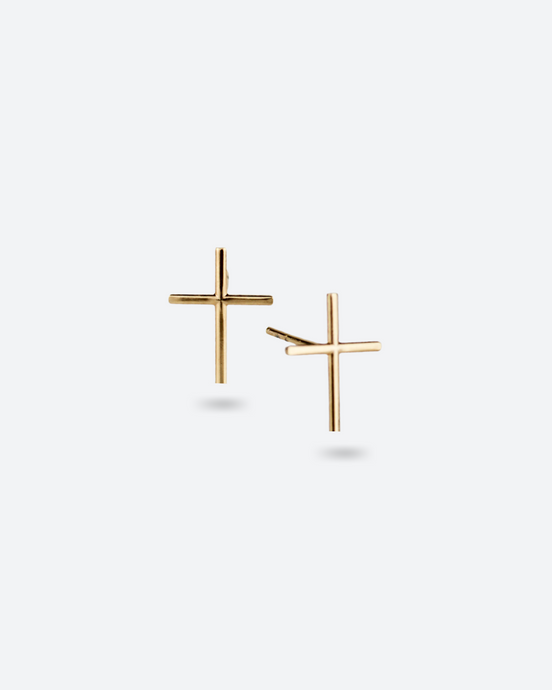Genesis Cross Gold Stud Earrings