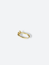 Load image into Gallery viewer, 18k gold plated stainless steel zirconia cross adjustable ring salty threads