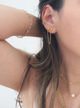 Load image into Gallery viewer, double stud multi piercing chain earrings salty threads