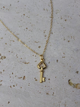 Load image into Gallery viewer, gold vintage key necklace from salty threads