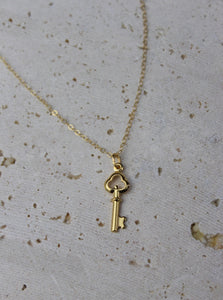 gold vintage key necklace from salty threads