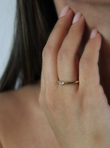 gold baguette ring from salty threads