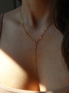 shiny chain lariat gold stainless steel necklace salty threads