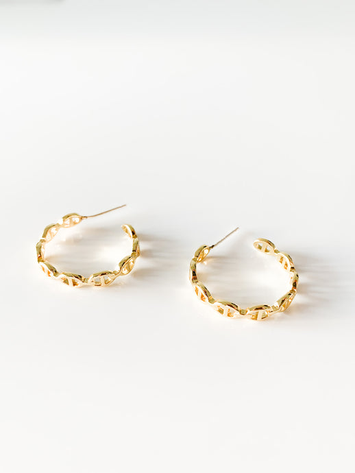 Kate Chain Gold Hoop Earrings - Salty Threads