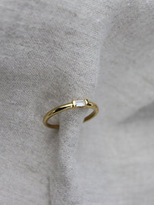gold baguette ring from salty threads