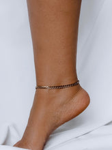 Load image into Gallery viewer, 18k gold plated stainless steel cuban chain anklet salty threads