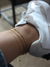 Load image into Gallery viewer, 18k gold plated stainless steel satellite chain anklet salty threads