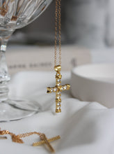 Load image into Gallery viewer, cubic zirconia cross gold salty threads