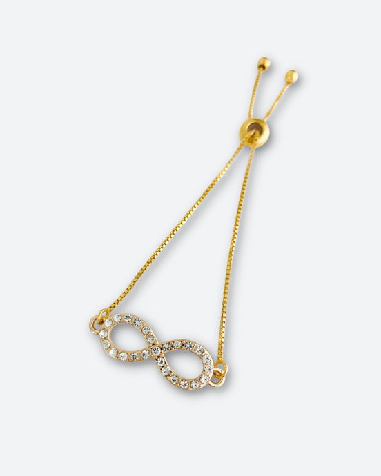 Ari Infinity Charm Adjustable Slide Gold Bracelet - Salty Threads