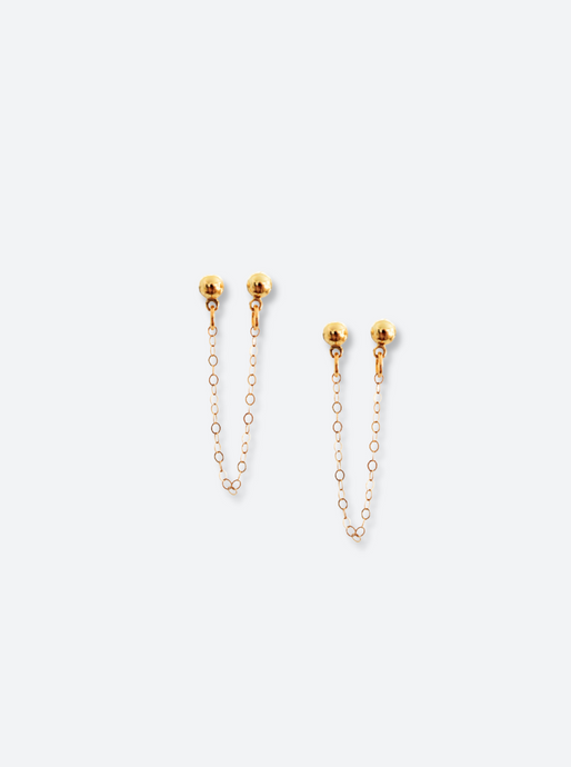 Nina Double Stud Gold Earrings